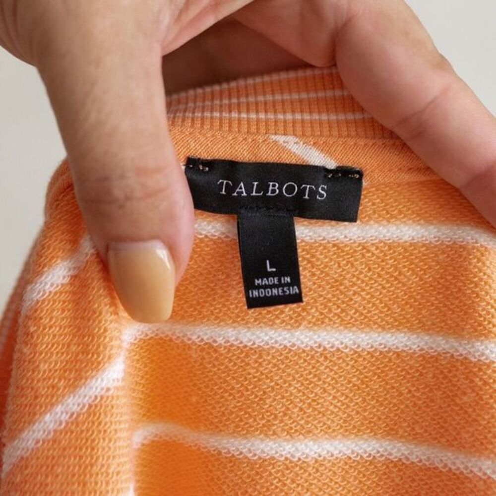 Women’s Talbots Orange and White Long Sleeve‎ Top size L - Picture 9 of 12